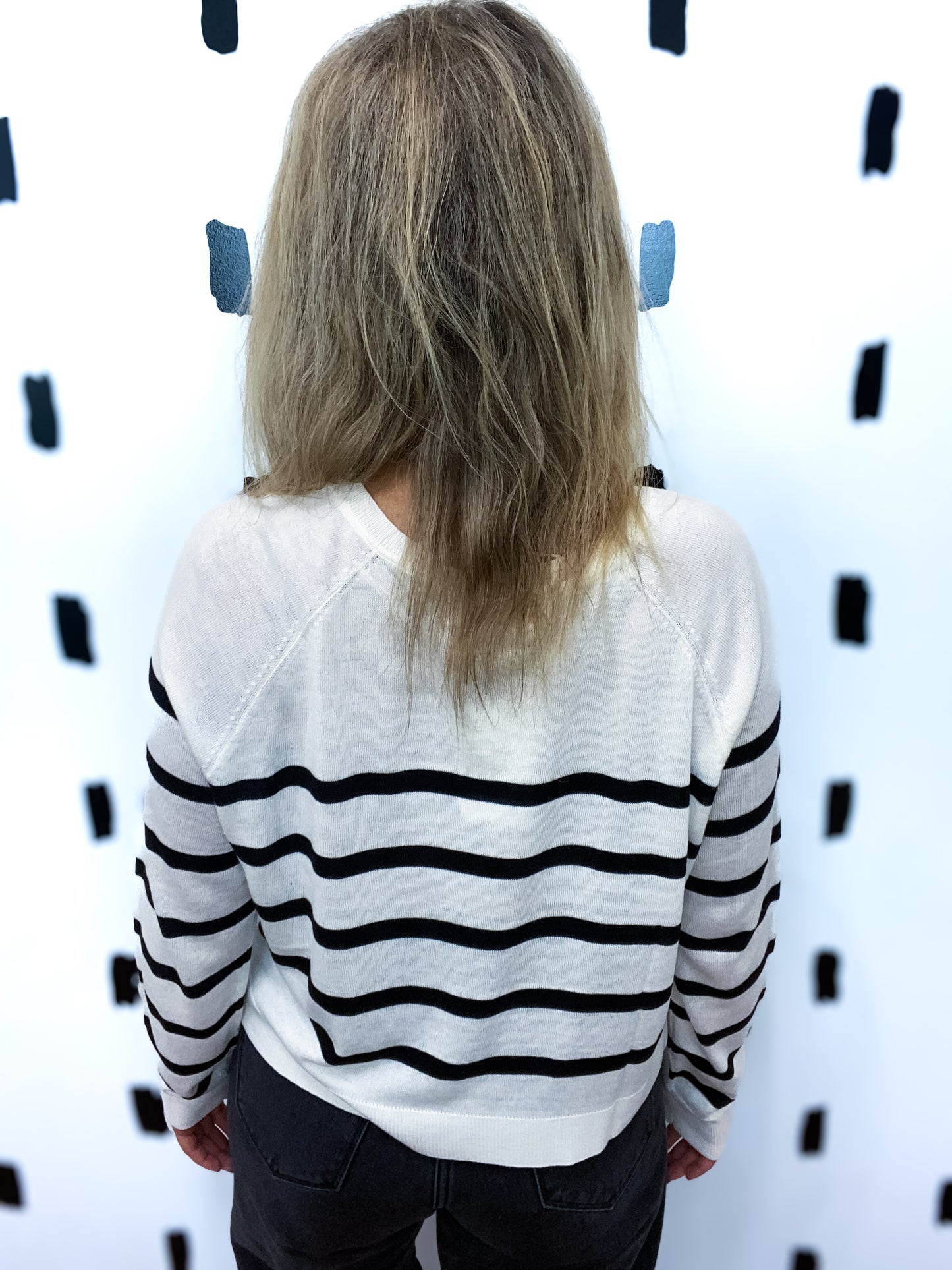 Black Cream Striped Light Weight Sweater