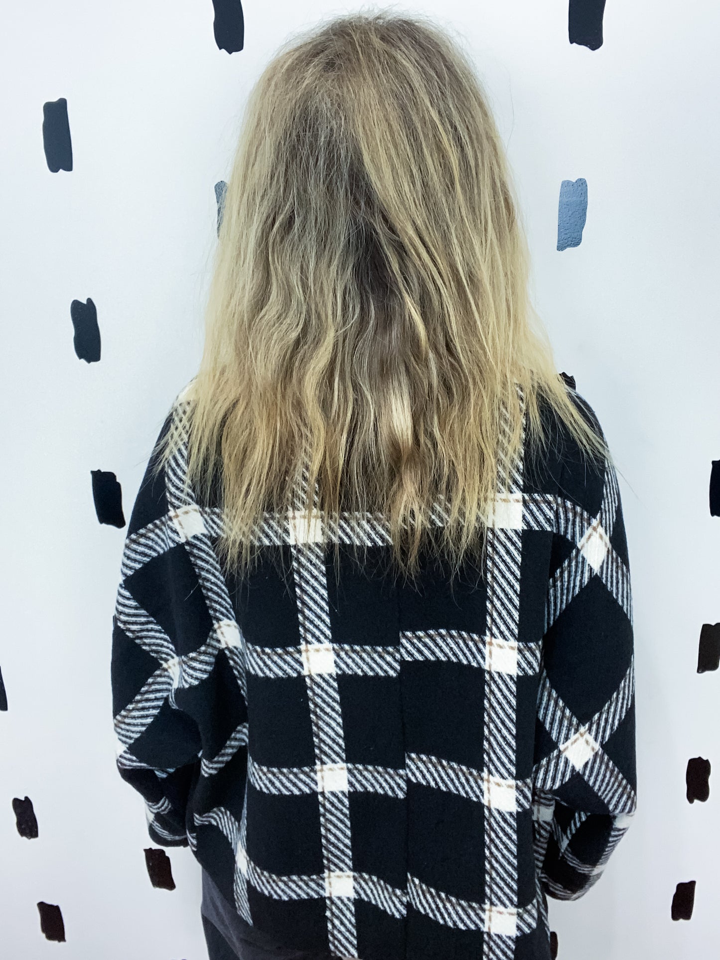 Black Plaid Button Front Jacket