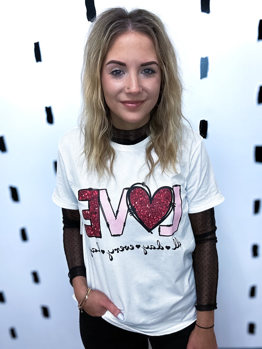 White Love Graphic Tee