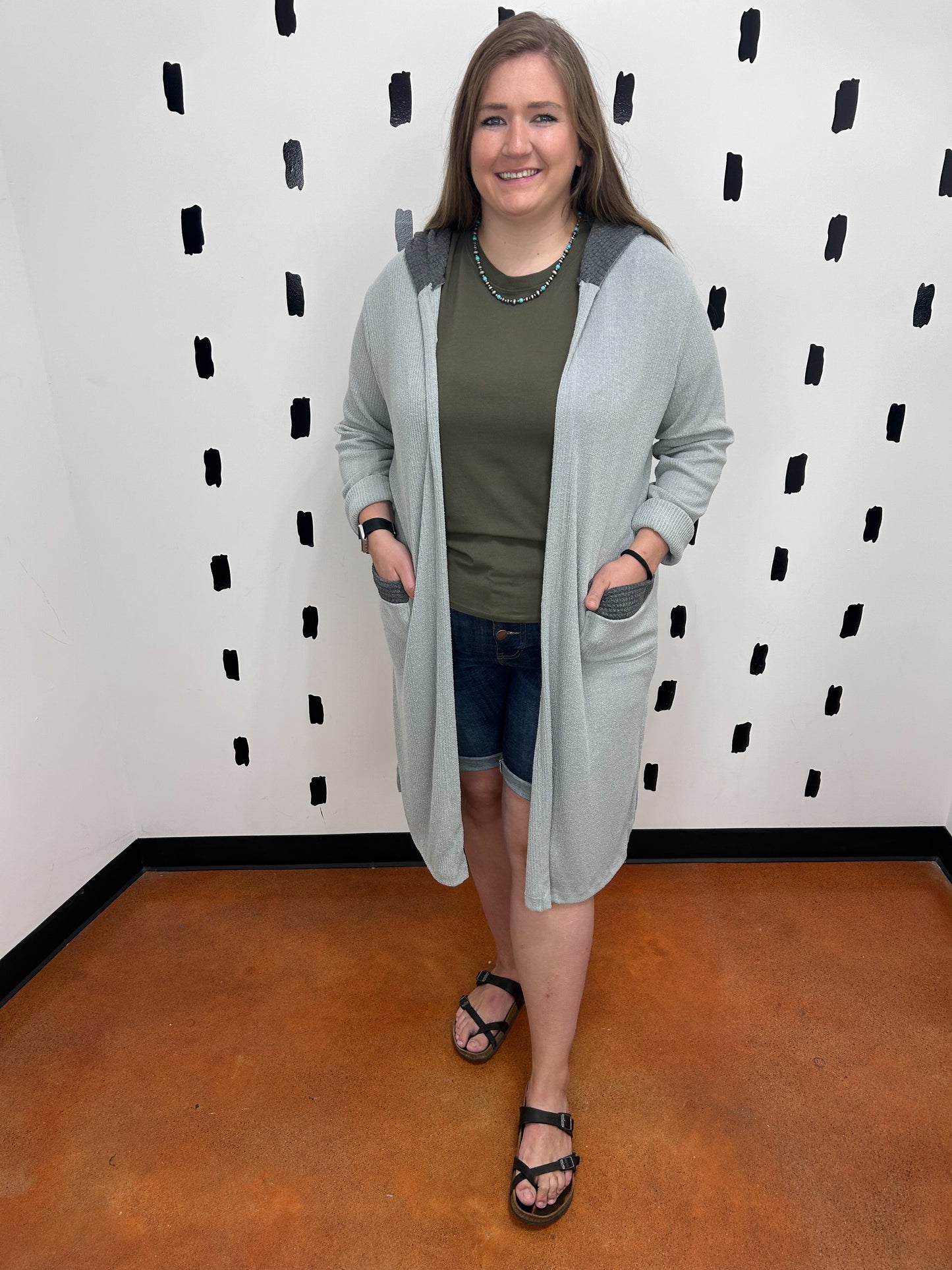 Grey 2-Tone Duster Cardigan