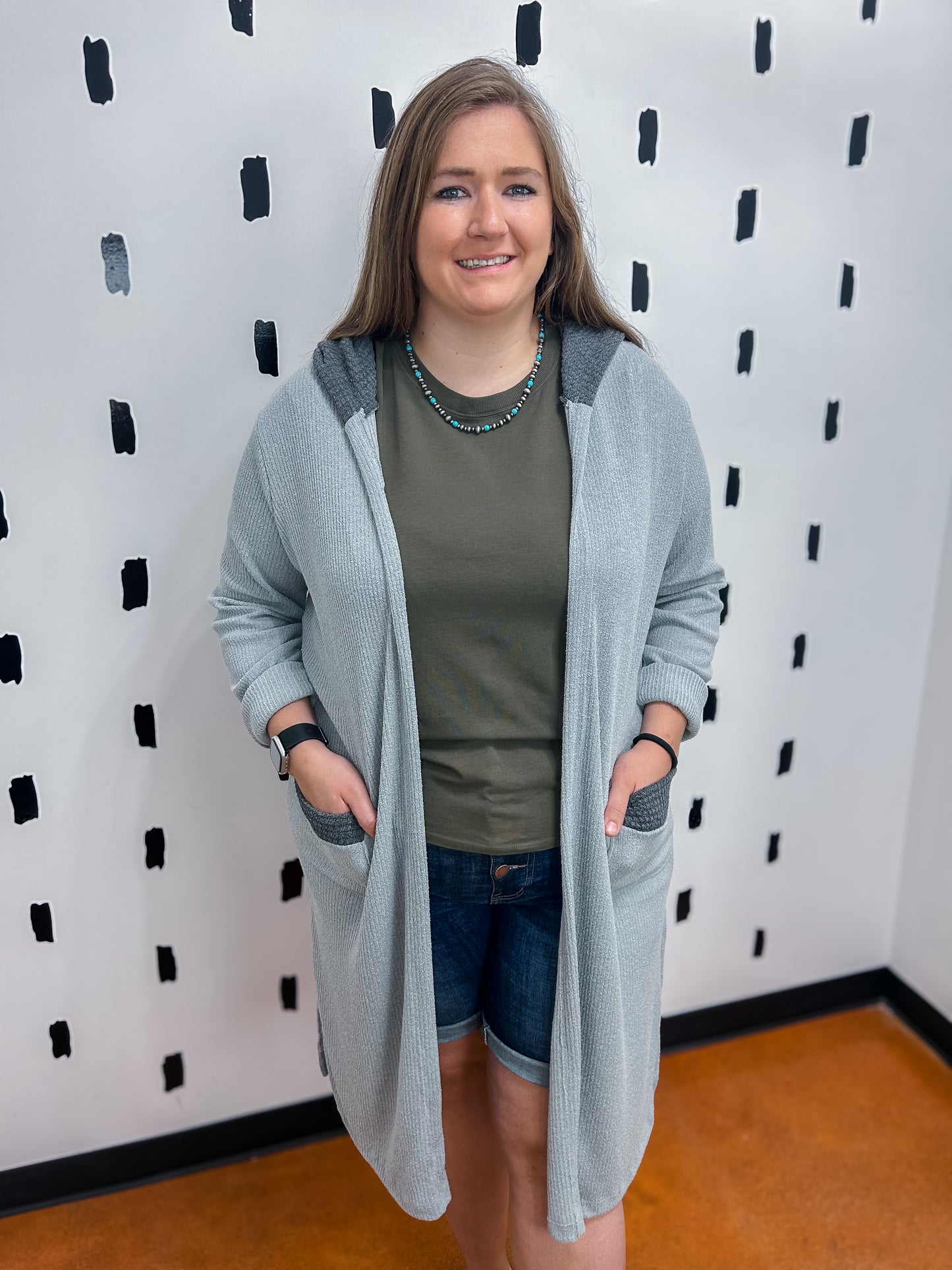 Grey 2-Tone Duster Cardigan