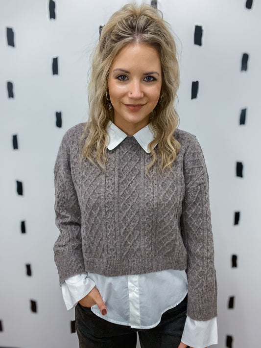 Mocha/White Sweater Shirt Combo