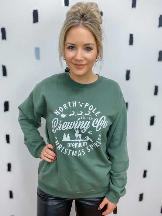 Green North Pole Brewing Graphic Sweatshirt