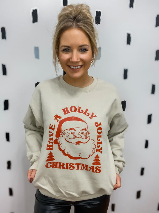 Sand Holly Jolly Christmas Graphic Sweatshirt