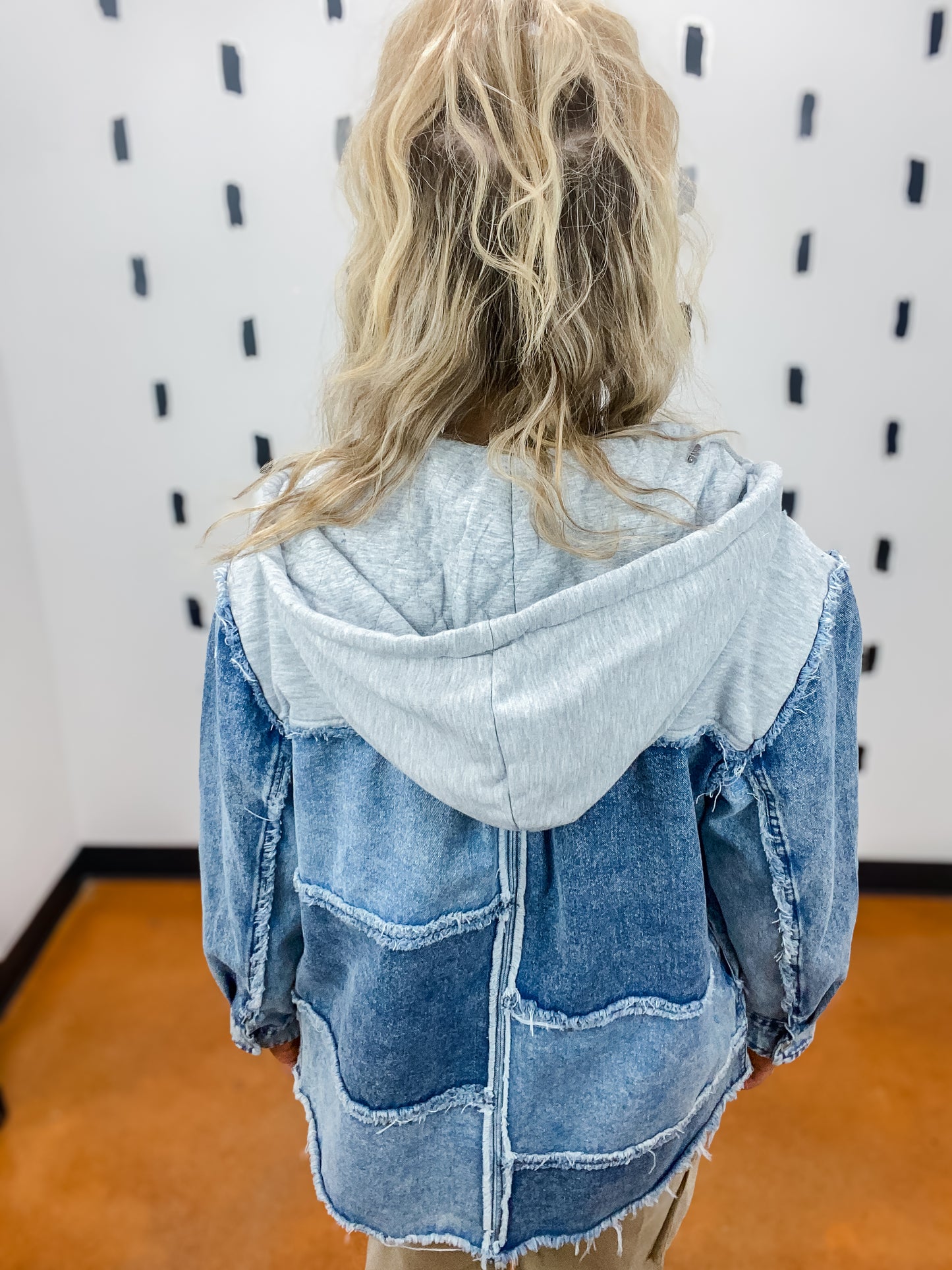 Denim Patchwork Hooded Jacket