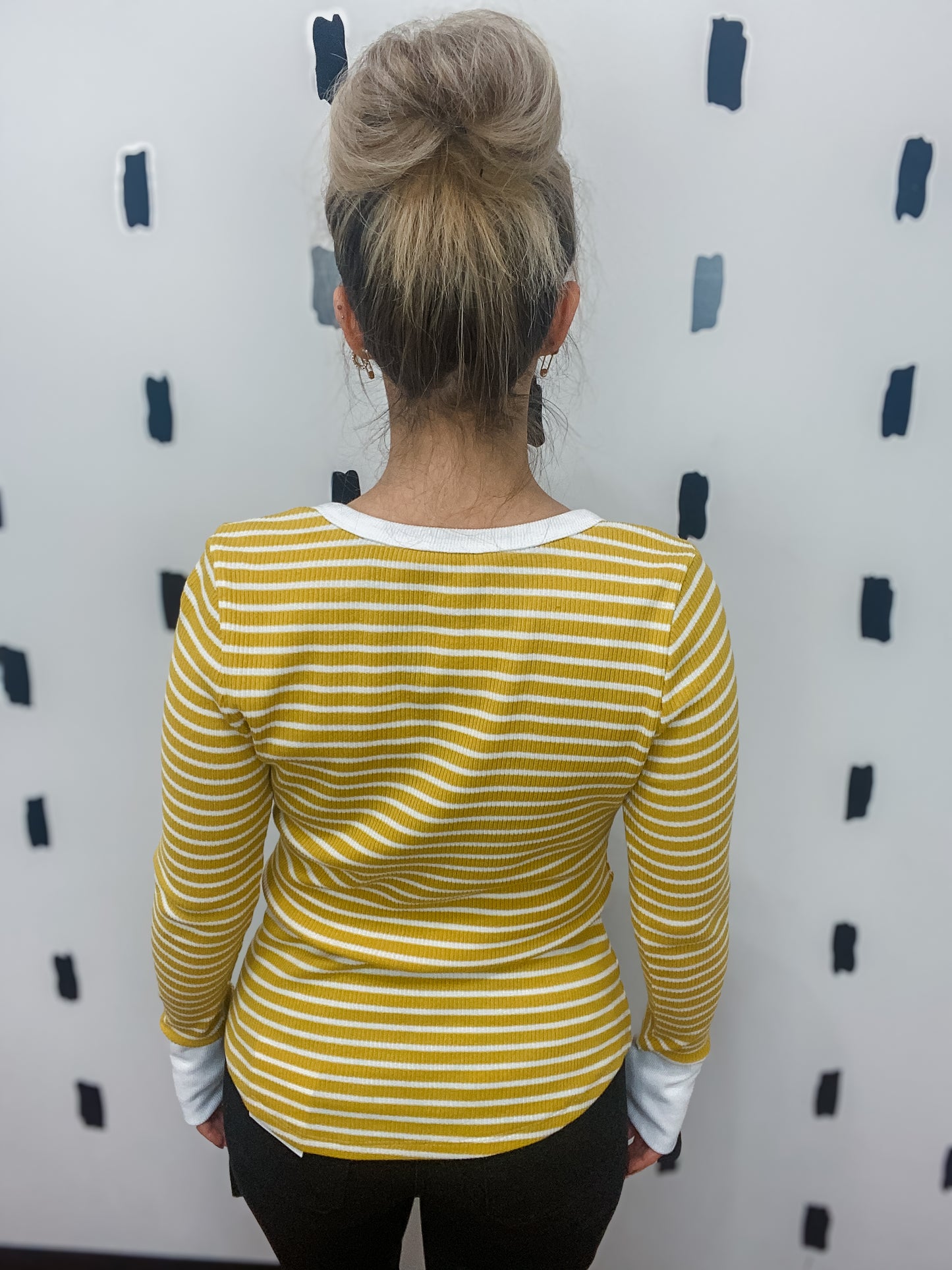 Bumble Bee Striped Henley Top