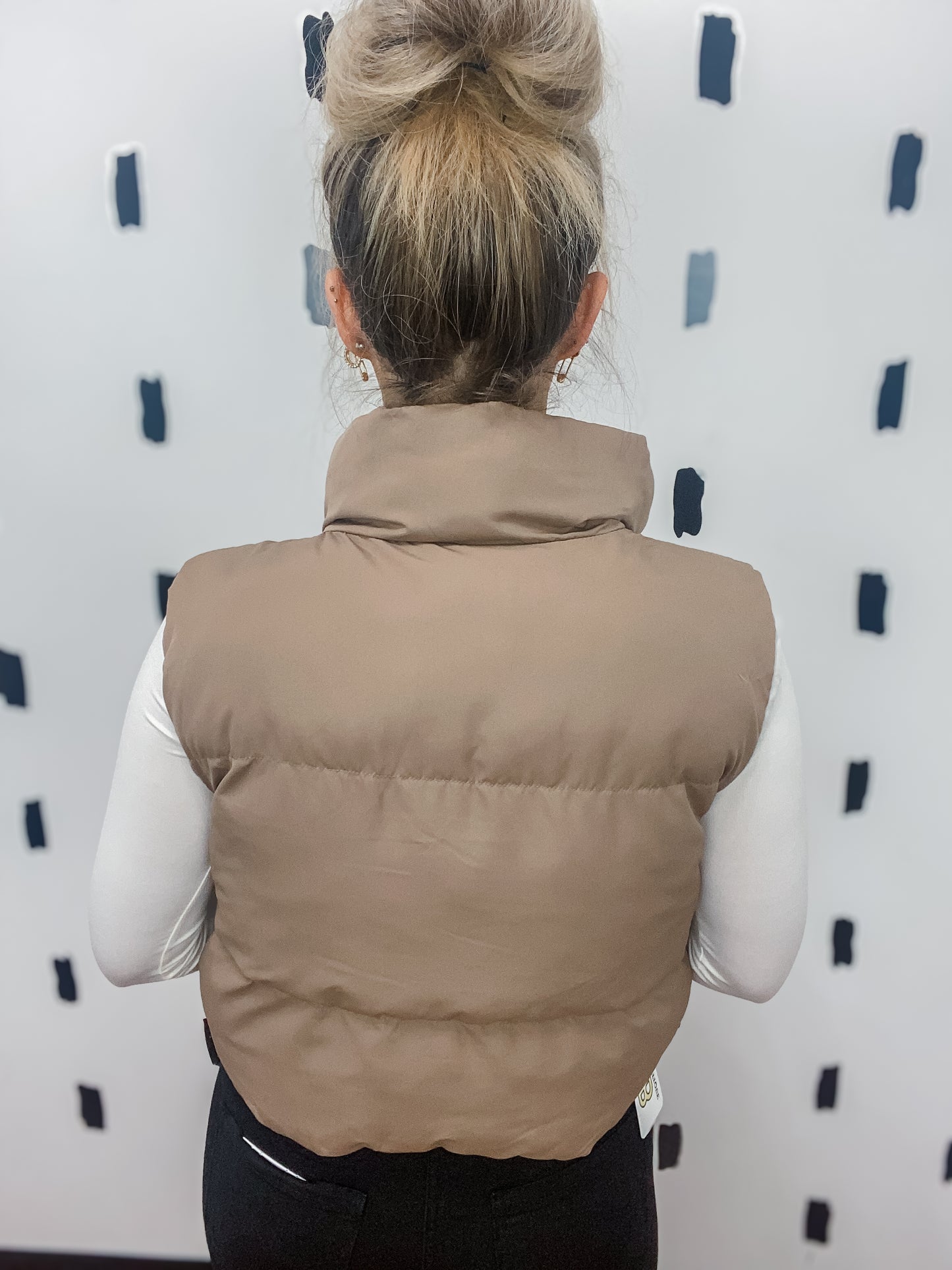 Light Mocha Reversible Zip Up Puffer Vest