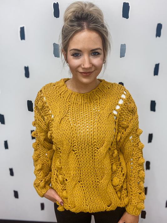 Mustard Twisted Knit Sweater