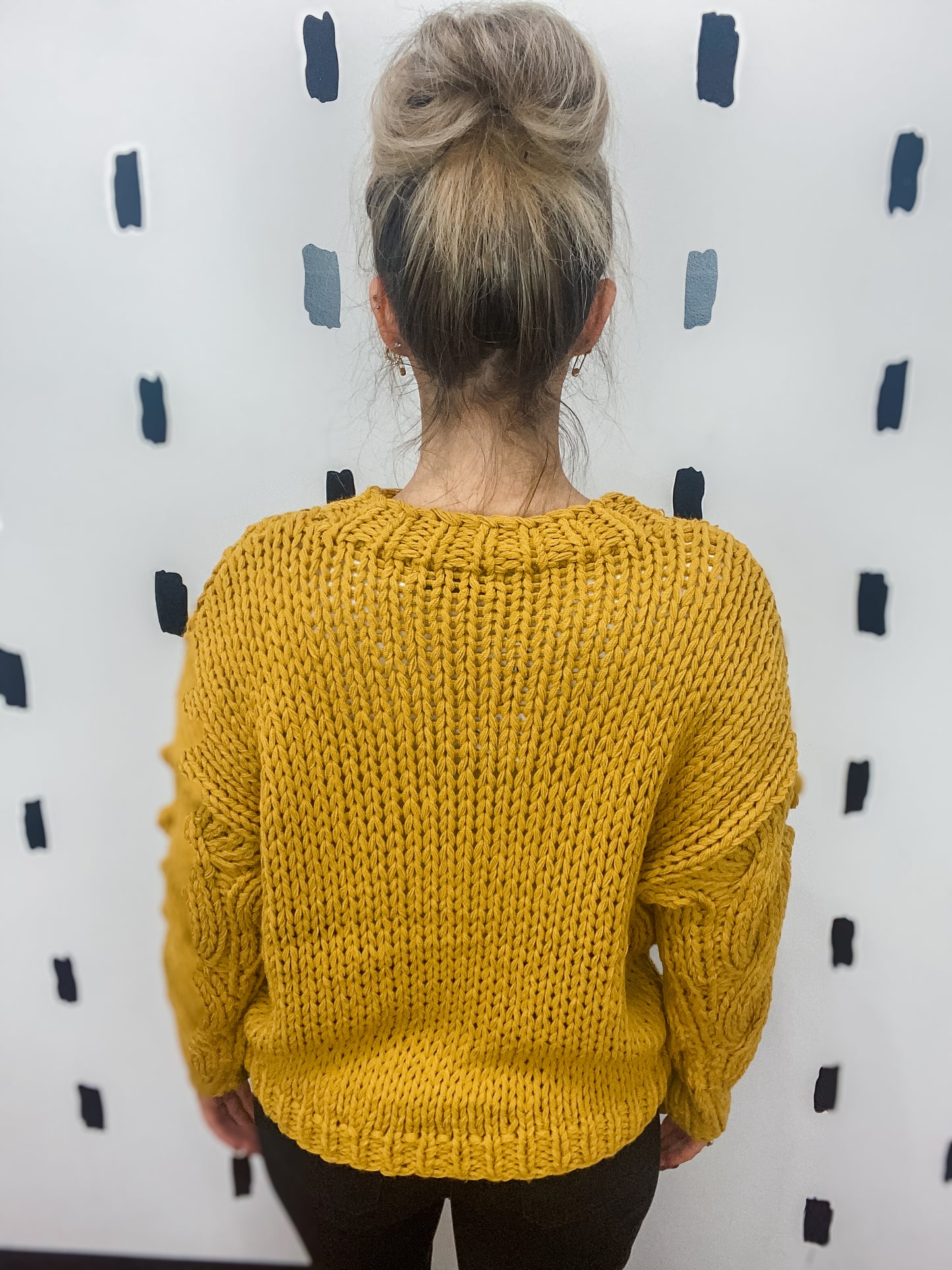 Mustard Twisted Knit Sweater