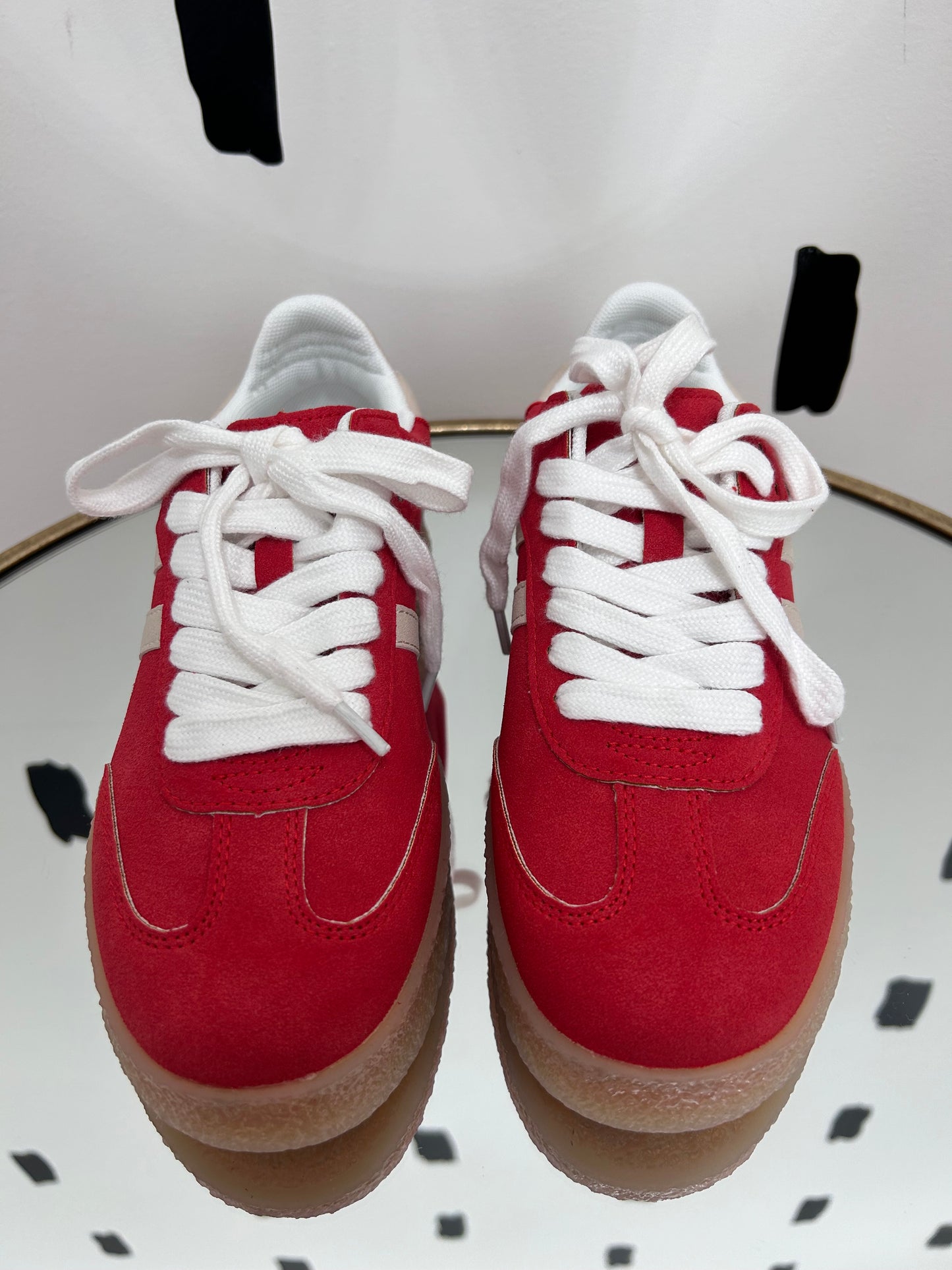 Vintage Red Double Side Stripe Sneakers