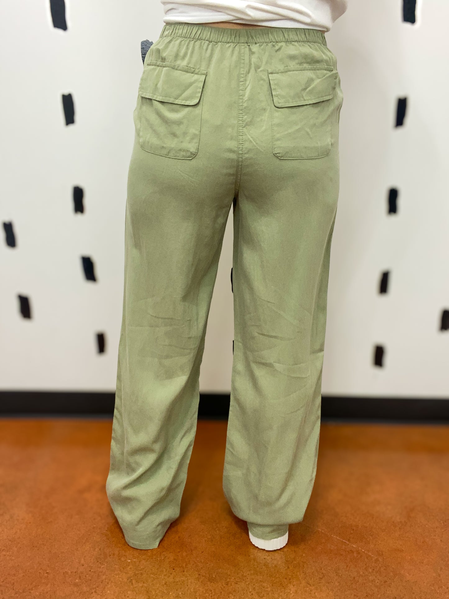 Light Olive High Waist Wide Leg Pants