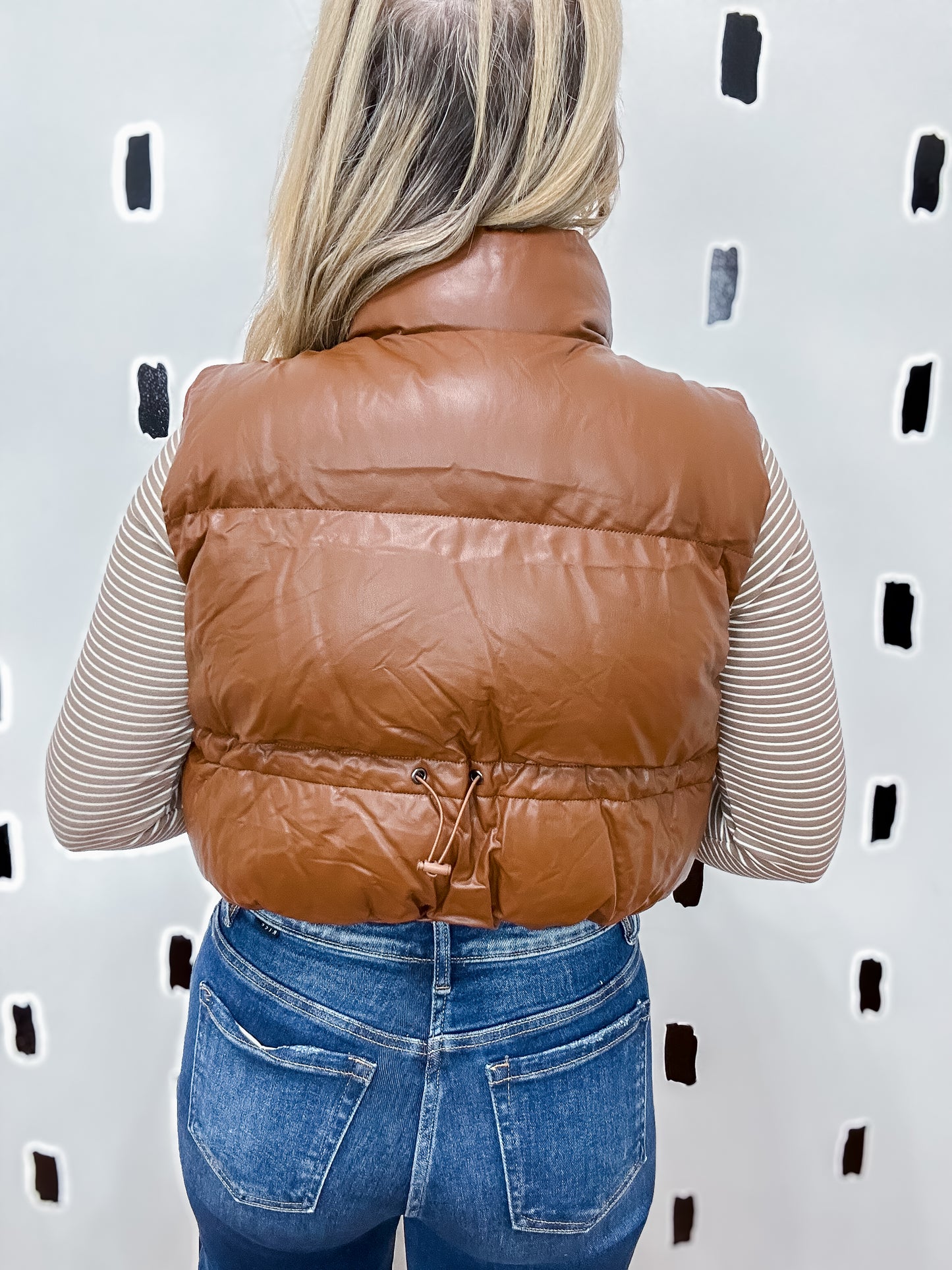 Chestnut Faux Leather Cropped Vest